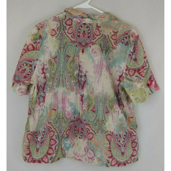Koret Petite Sheer Embroidered Floral Paisley Blouse Size PL - Picture 2 of 5